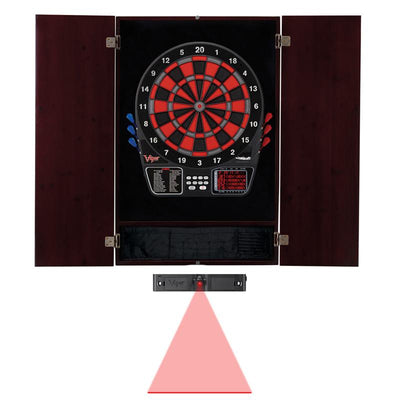 Viper Metropolitan Mahogany Soft Tip Dartboard Cabinet, 797 Electronic Dartboard, and Dart Laser Line Darts Viper 