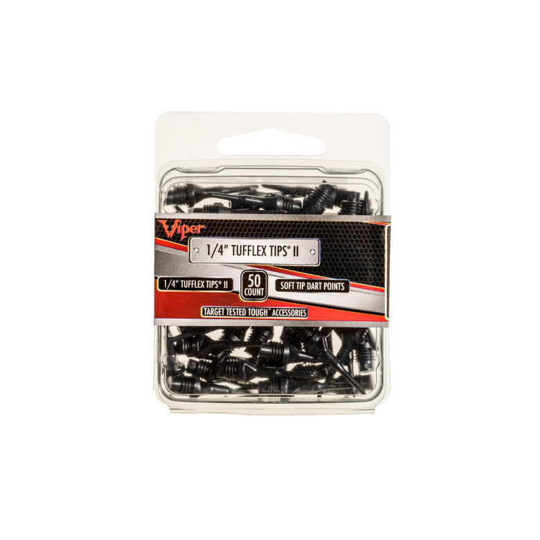 Viper Tufflex Tips II 1/4" Black 50Ct Soft Dart Tips