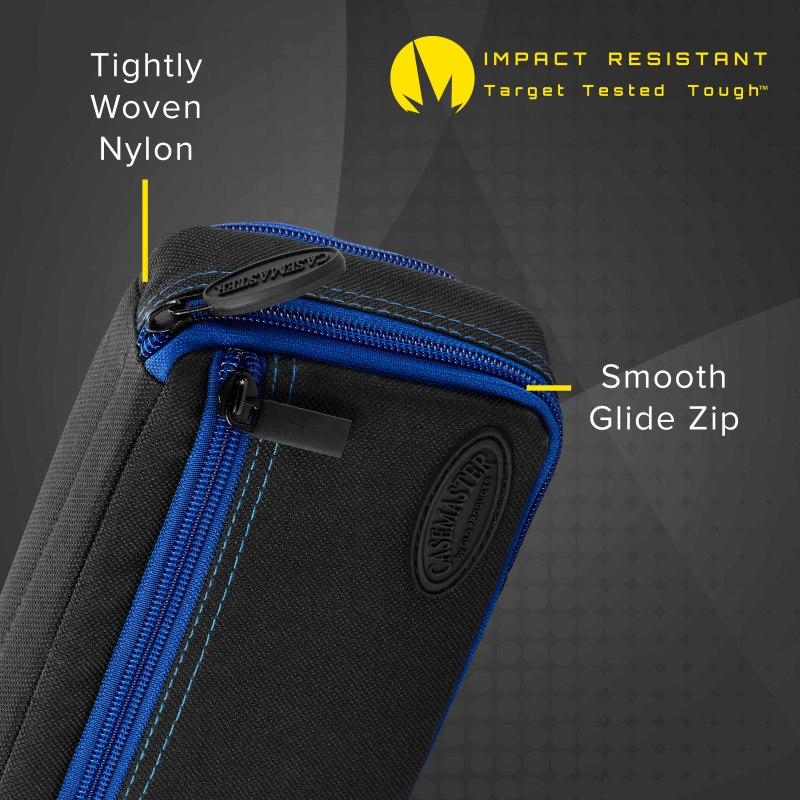 Casemaster Plazma Plus Dart Case Black with Sapphire Zipper and Phone Pocket Dart Cases Casemaster 