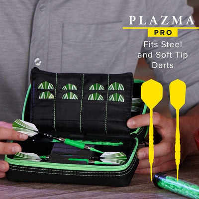 Casemaster Plazma Pro Dart Case Black with Green Trim and Phone Pocket Dart Cases Casemaster 