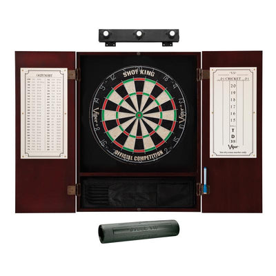 Viper Shot King Sisal Dartboard, Metropolitan Mahogany Cabinet, Shadow Buster Dartboard Lights & Padded Dart Mat Darts Viper 