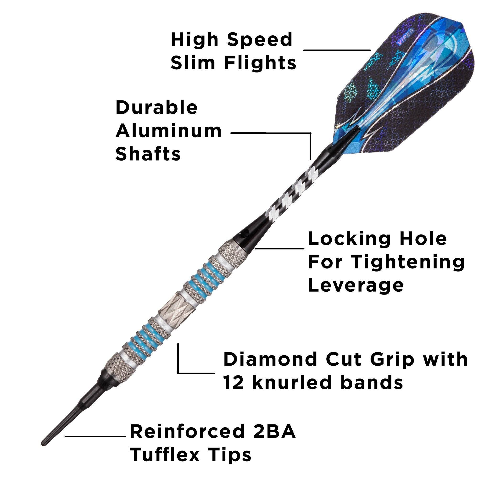 [REFURBISHED] Viper Astro Darts 80% Tungsten Soft Tip Darts Blue Rings 16 Grams Refurbished Refurbished GLD Products 