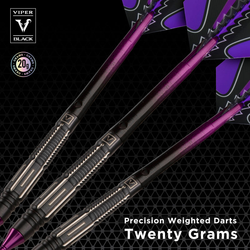 Viper Black Flux 90% Tungsten Steel or Soft Tip Conversion Darts Purple 20 Grams