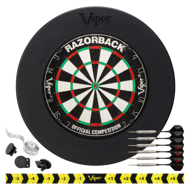 Viper Razorback Sisal Dartboard, Two Sets Starter Darts, Viper Guardian Black