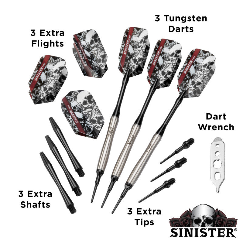 Viper Sinister 95% Tungsten Soft Tip Darts Tapered Barrel 18 Grams