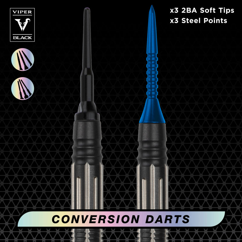 Viper Black Flux 90% Tungsten Steel or Soft Tip Conversion Darts Blue 20 Grams