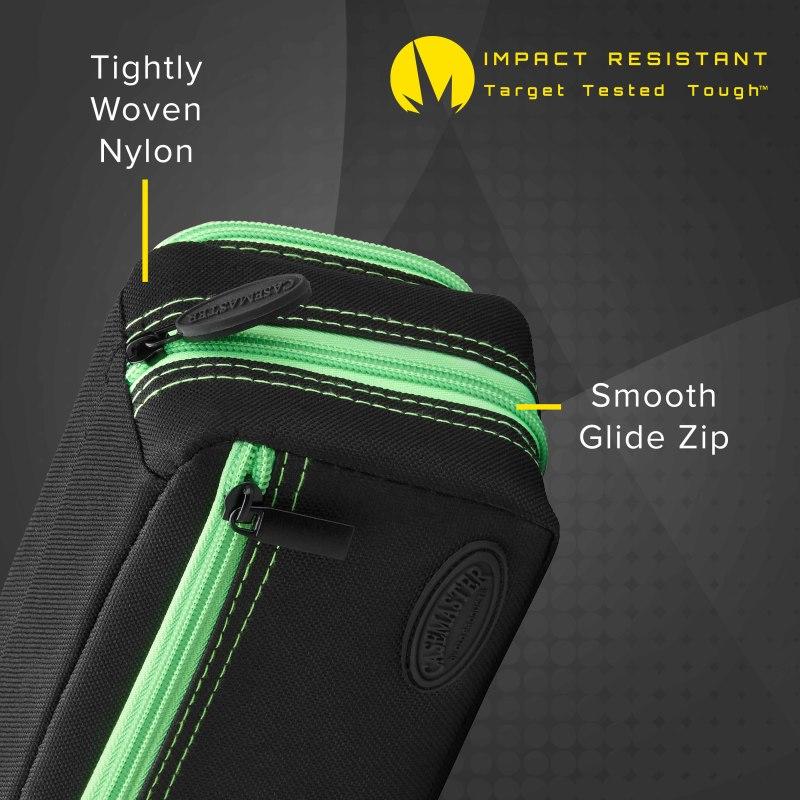 Casemaster Plazma Pro Dart Case Black with Green Trim and Phone Pocket Dart Cases Casemaster 