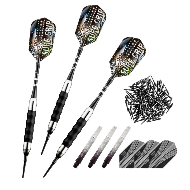 Viper Sure Grip Soft Tip Darts 18 Grams, Black Accessory Set