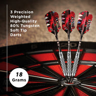 Viper Bully 80% Tungsten Soft Tip Darts 3 Knurled Rings 18 Grams