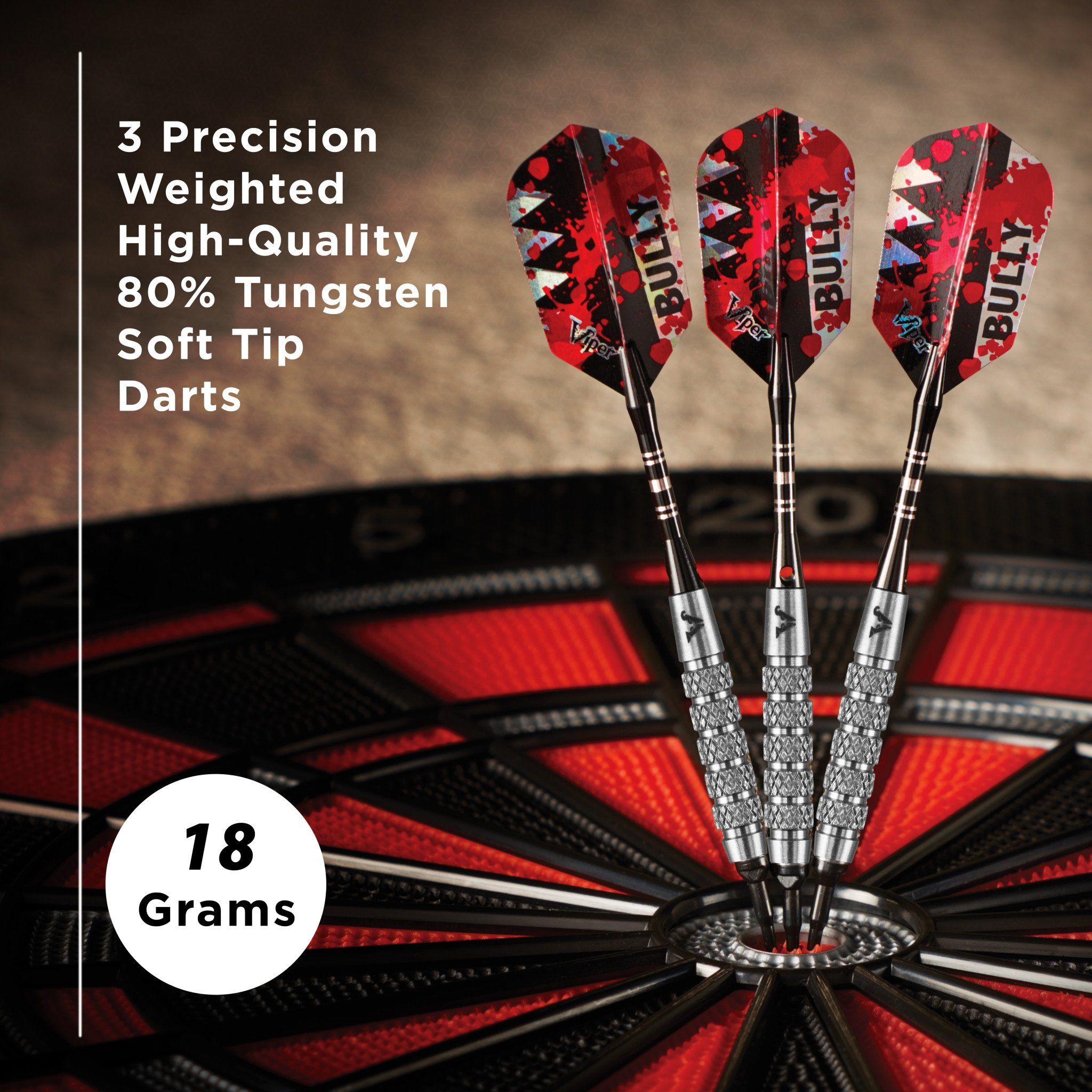 [REFURBISHED] Viper Bully Darts 80% Tungsten Soft Tip Darts 3 Knurled Rings 18 Grams Refurbished Refurbished GLD Products 