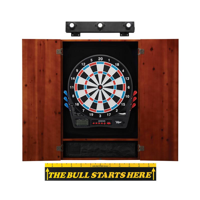 Viper Showdown Electronic Dartboard, Metropolitan Cinnamon Cabinet, Throw Line Marker & Shadow Buster Dartboard Light Bundle Darts Viper 