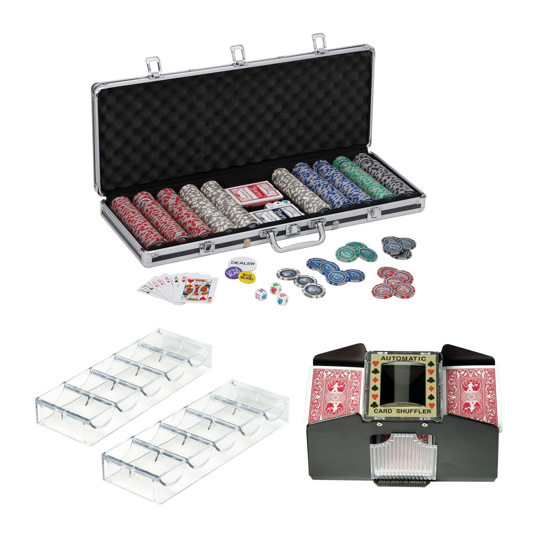Fat Cat Bling Poker Chip Set, 2ct Acrylic Chip Trays & Automatic Card Shuffler Casino Bundles Fat Cat 