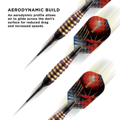 Dardos Viper Atomic Bee Darts morados con punta blanda de 16 gramos 