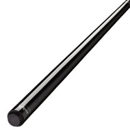 Black billiards cue stick with silver stripe and black grip end, angled diagonally