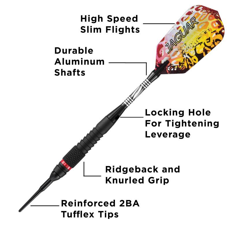 Viper Jaguar Darts 80% Tungsten Soft Tip Darts 1 Small Knurled Ring 18 Grams Soft-Tip Darts Viper 