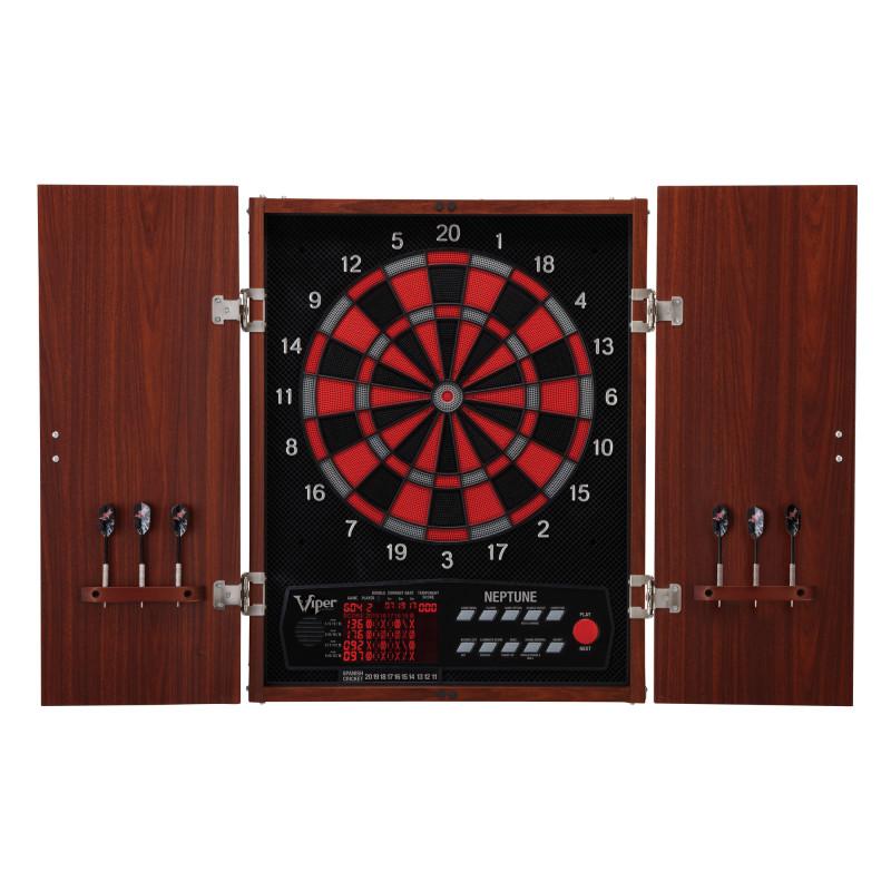 Viper Neptune Electronic Dartboard, "The Bull Starts Here" Throw Line Marker, Bobcat Adjustable Weight Soft Tip Darts, Dart Tip Remover Tool & Tufflex II Black Dart Tips Darts Viper 