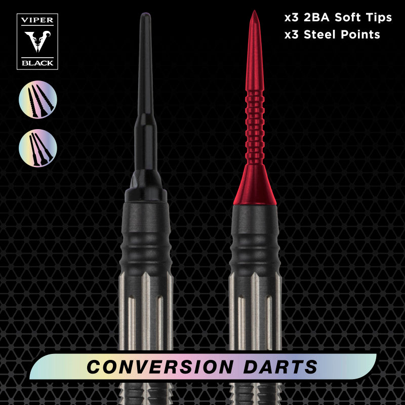 Viper Black Flux 90% Tungsten Steel or Soft Tip Conversion Darts Red 20 Grams