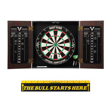 Load image into Gallery viewer, Viper Stadium Cabinet with Shot King Sisal Dartboard &amp; &quot;The Bull Starts Here&quot; Throw Line Marker Darts Viper 
