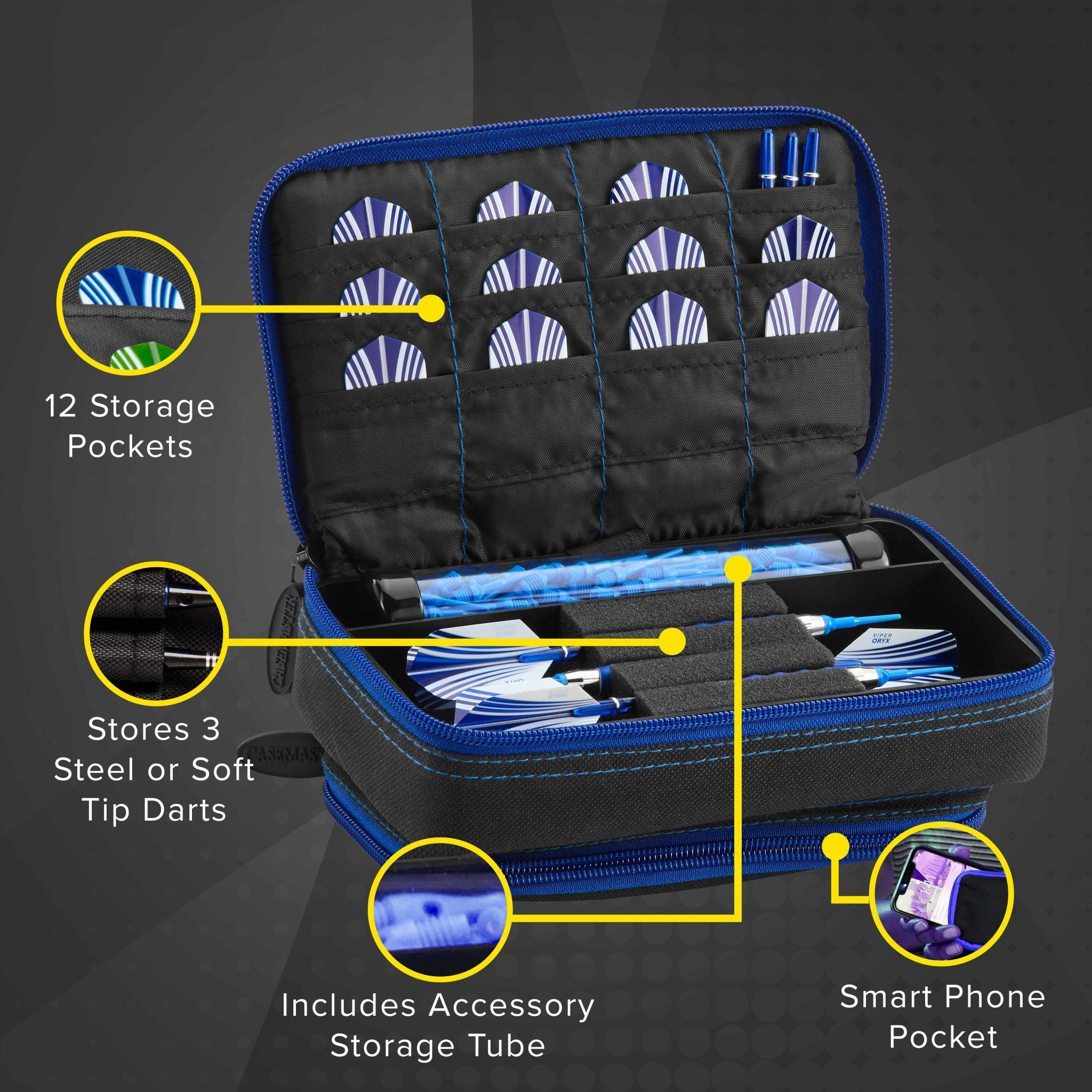[REFURBISHED] Casemaster Plazma Plus Dart Case Black with Sapphire Zipper and Phone Pocket Refurbished Refurbished GLD Products 