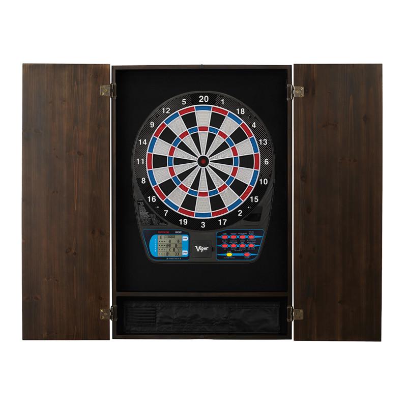 Viper Metropolitan Espresso Soft Tip Dartboard Cabinet and Viper 787 Electronic Dartboard Darts Viper 