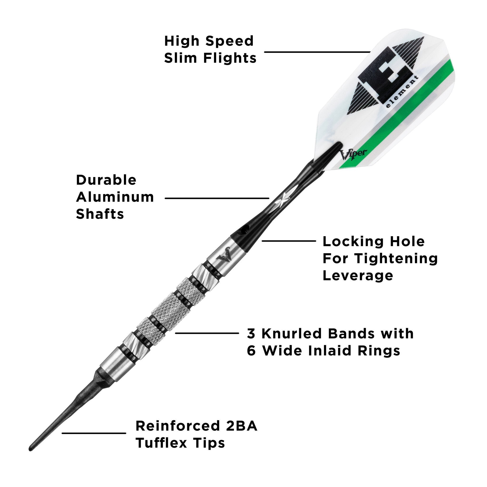 [REFURBISHED] Viper Element Darts 90% Tungsten Soft Tip Darts Knurled Barrel 18 Grams Refurbished Refurbished GLD Products 