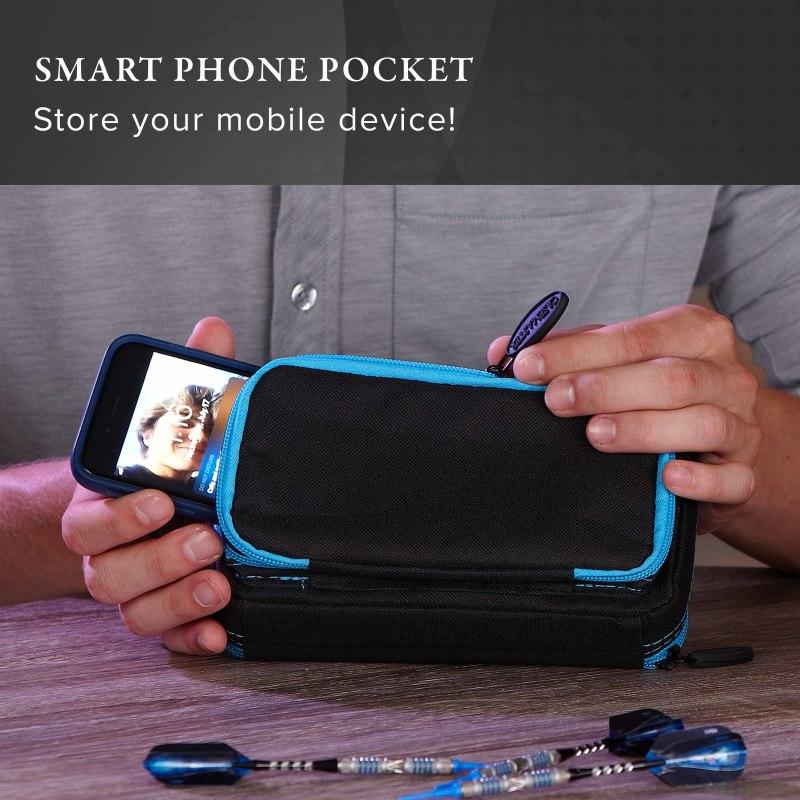 Casemaster Plazma Plus Dart Case Black with Blue Trim and Phone Pocket Dart Cases Casemaster 