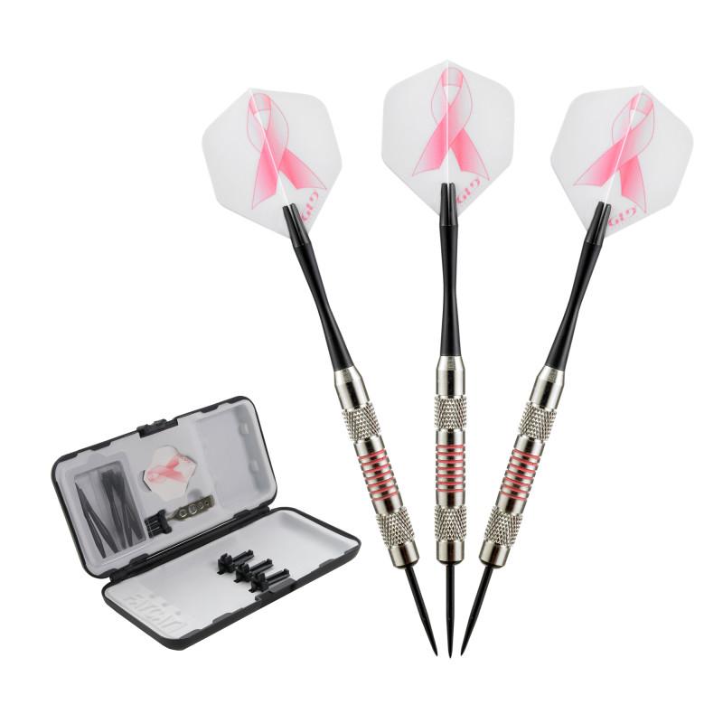 Fat Cat Breast Cancer Steel Tip Dart Set 20 Grams, Viper Pink Lady Cue, and Casemaster Q-Vault Supreme Pink Cue Case Billiards Viper 