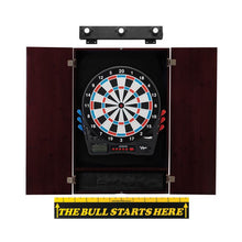Load image into Gallery viewer, Viper Showdown Electronic Dartboard, Metropolitan Mahogany Cabinet, &quot;The Bull Starts Here&quot; Throw Line Marker &amp; Shadow Buster Dartboard Lights Darts Viper 
