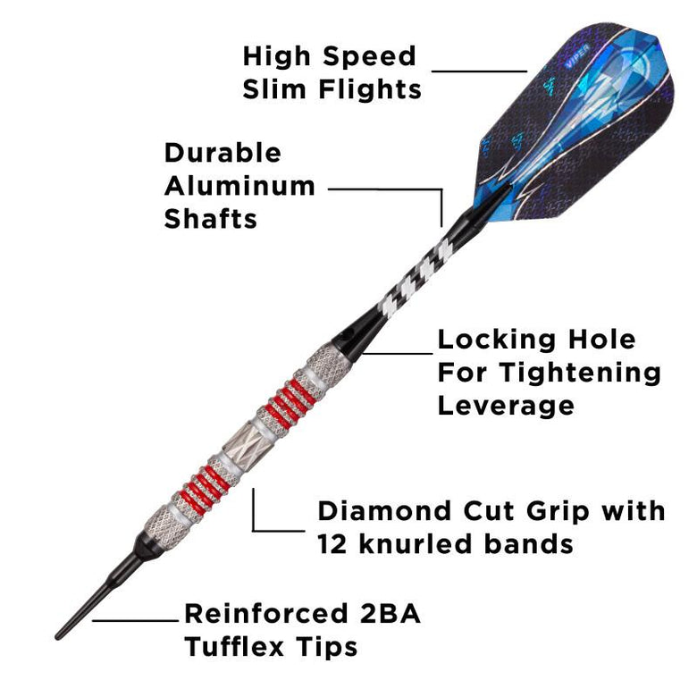 Viper Astro Darts 80% Tungsten Soft Tip Darts Red Rings 18 Grams Soft-Tip Darts Viper 