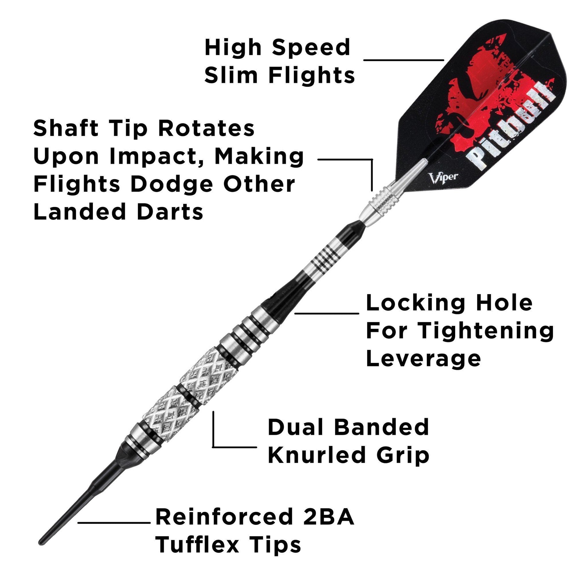 [REFURBISHED] Viper Pitbull Darts 90% Tungsten Soft Tip Darts Diamond Cut and Ringed Barrel 18 Grams Refurbished Refurbished GLD Products 