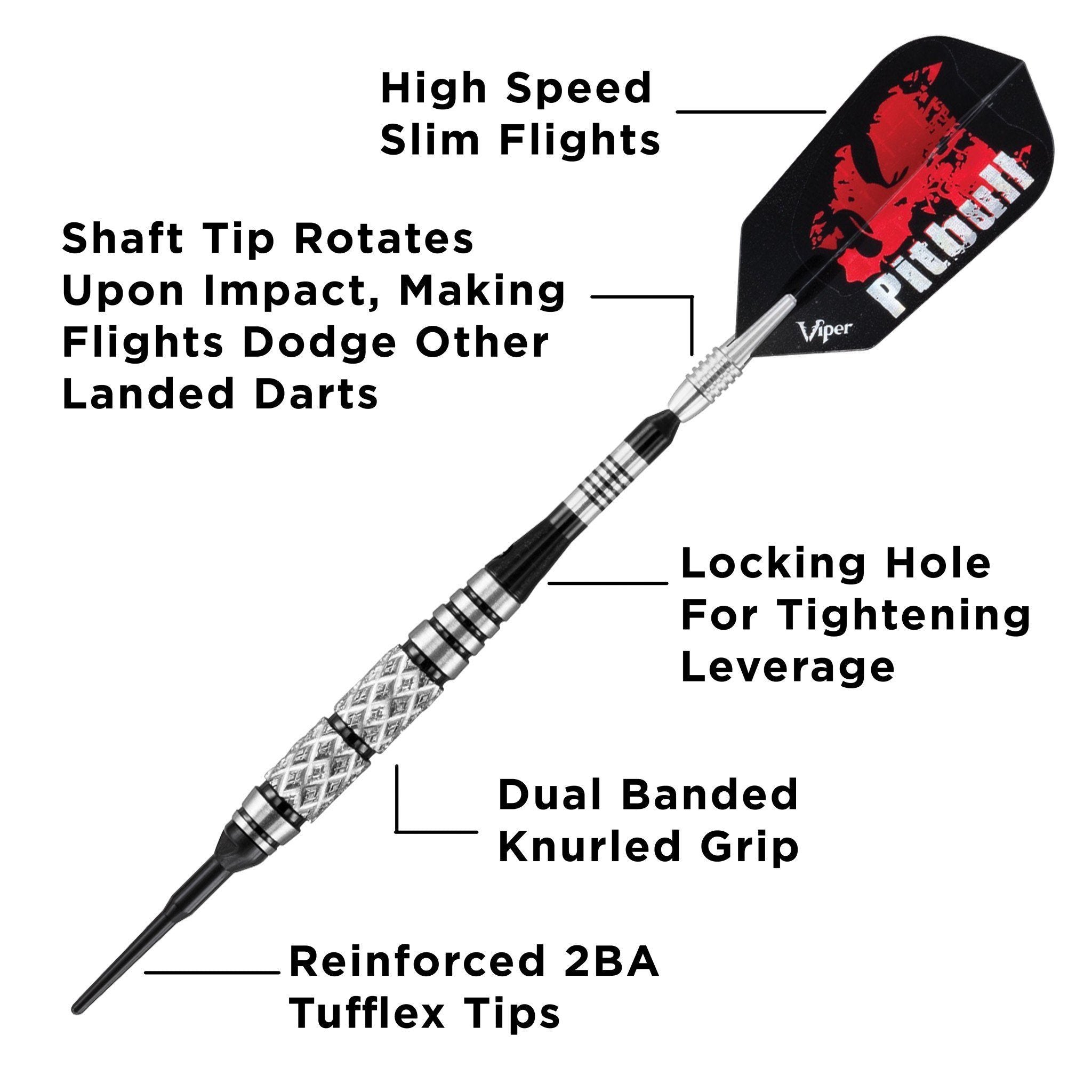 [REFURBISHED] Viper Pitbull Darts 90% Tungsten Soft Tip Darts Diamond Cut and Ringed Barrel 18 Grams Refurbished Refurbished GLD Products 
