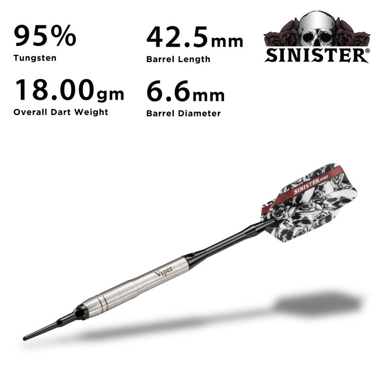 Viper Sinister 95% Tungsten Soft Tip Darts Grooved Barrel 18 Grams