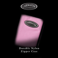Pink nylon zipper case with black Casemaster by GLD Products oval badge on front