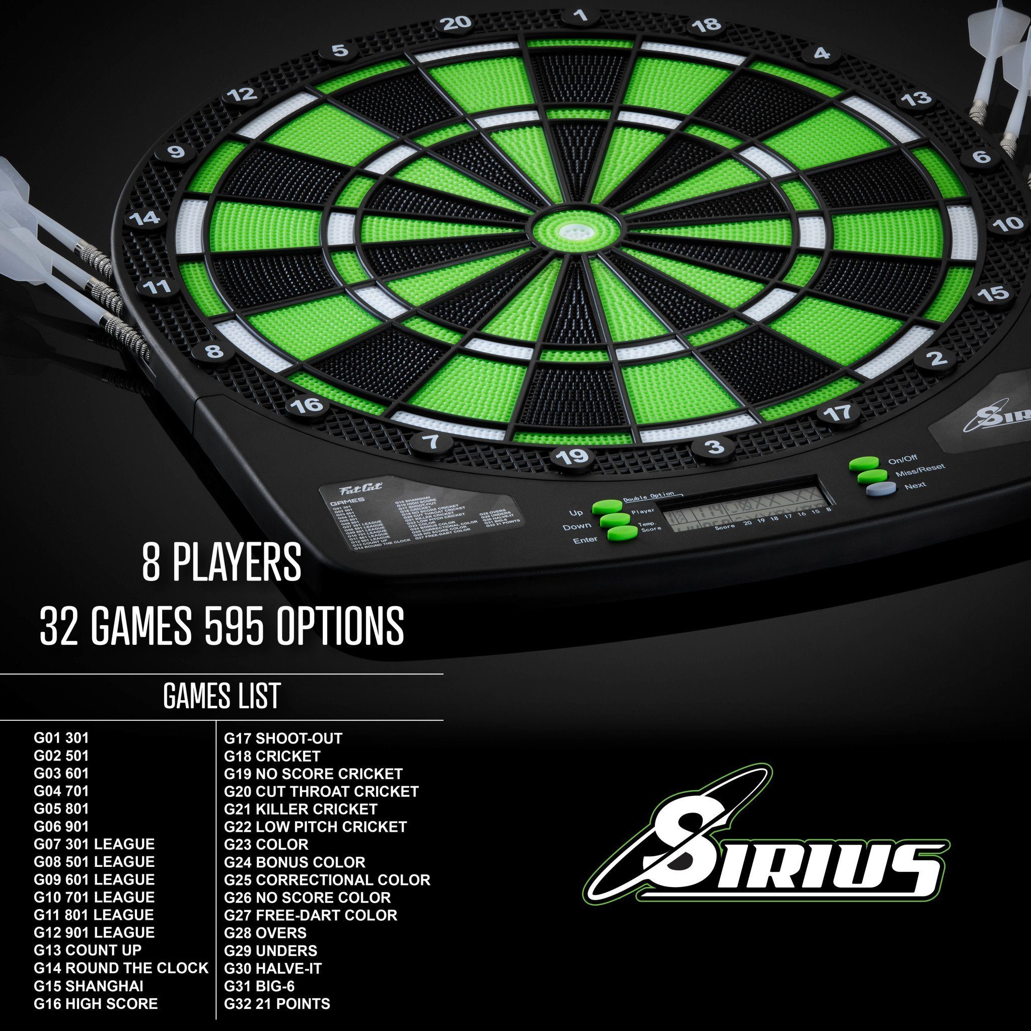 [REFURBISHED] Fat Cat Sirius 13.5" Electronic Dartboard (New Design) Refurbished Refurbished GLD Products 
