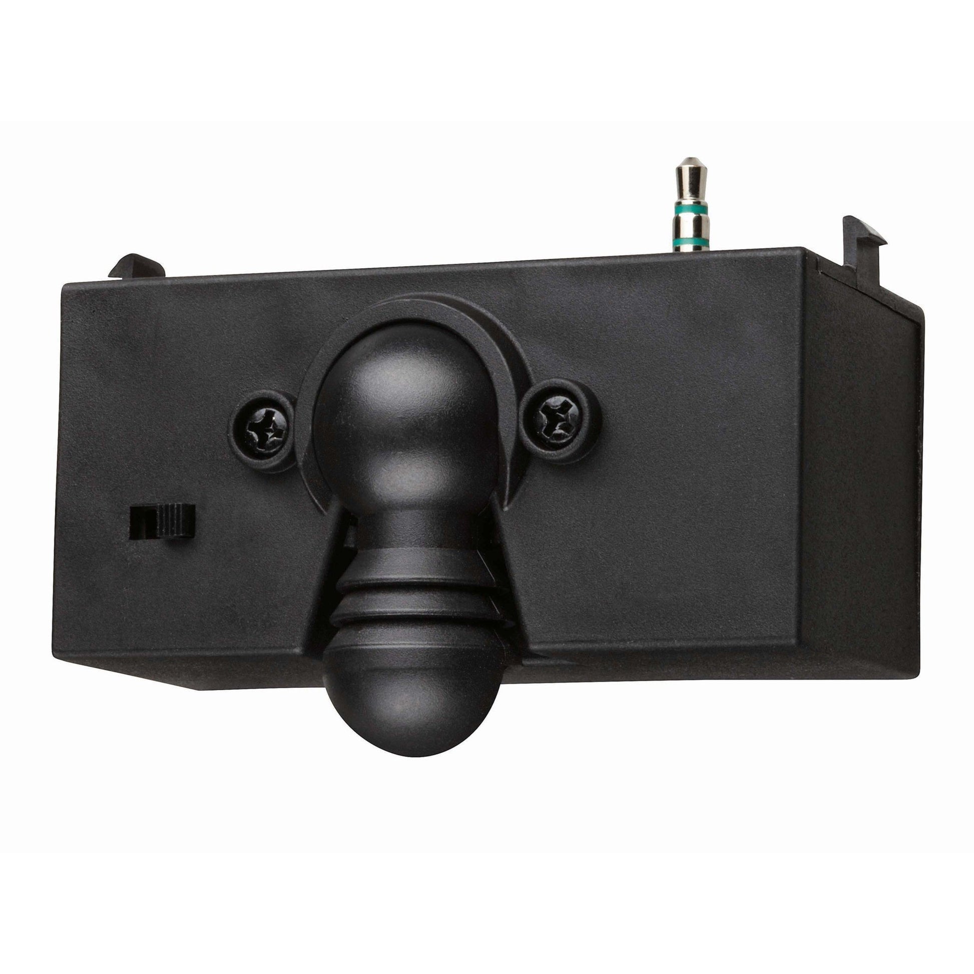 Black rectangular dart line with spherical head and adjustment knobs on front, chrome tip on top