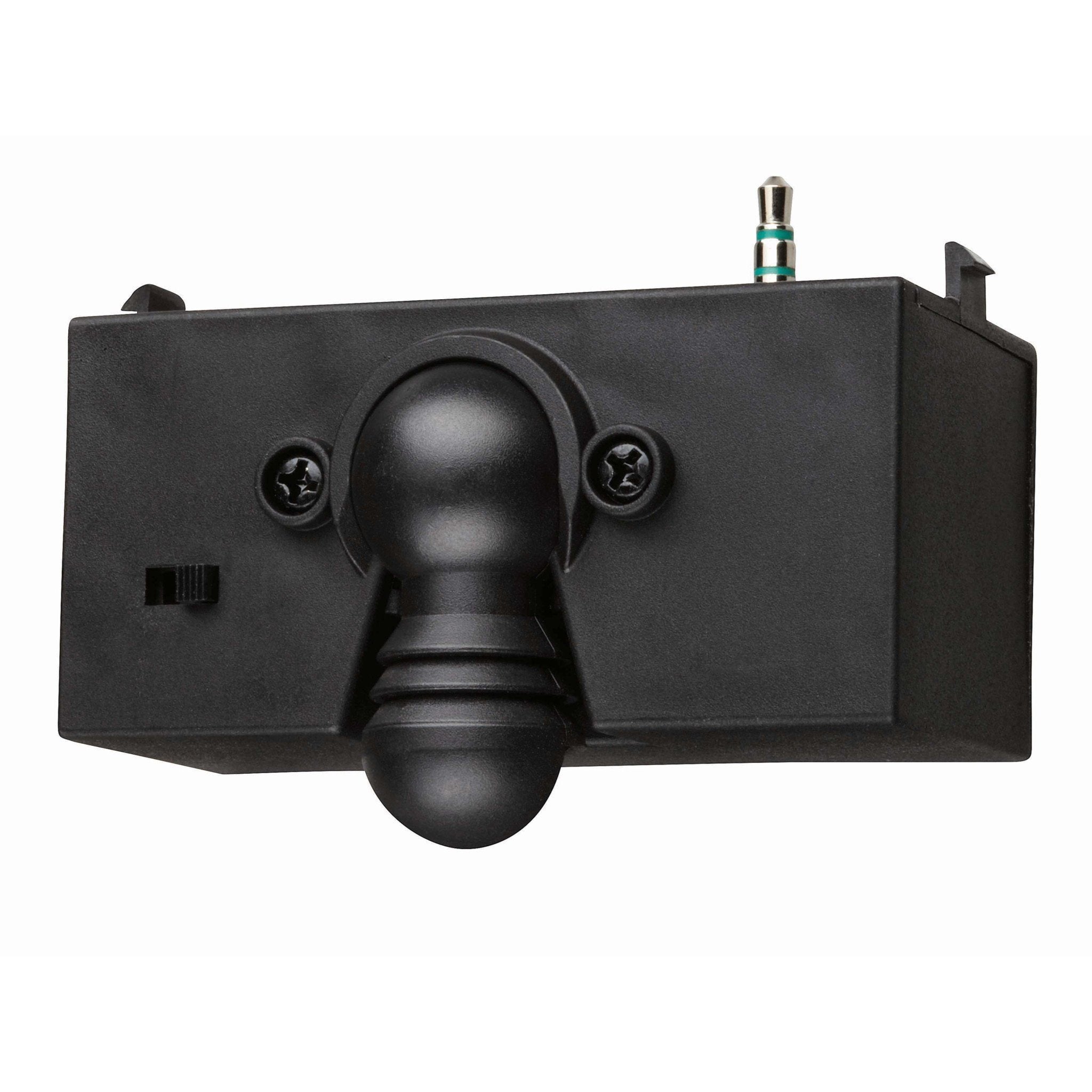 Black rectangular dart line with spherical head and adjustment knobs on front, chrome tip on top