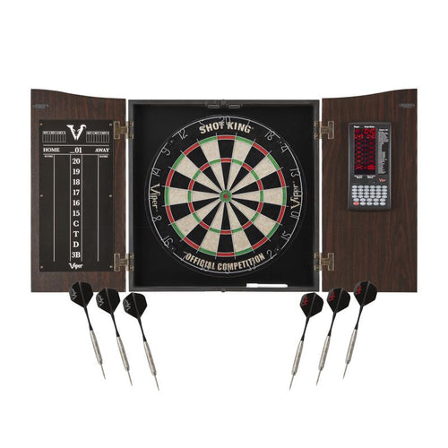 Viper Vault Cabinet Deluxe Set with Built-In Pro Score and Included Shot King Dartboard Darts Viper 
