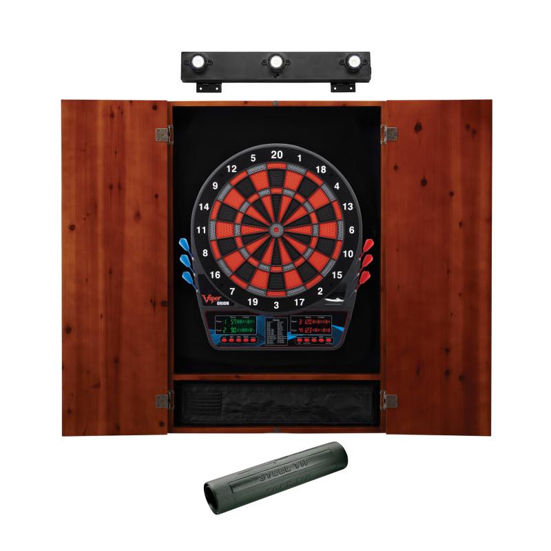 Viper Orion Electronic Dartboard, Metropolitan Cinnamon Cabinet, Dart Mat & Shadow Buster Dartboard Light Bundle Darts Viper 