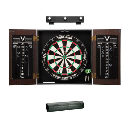 Viper Stadium Cabinet with Shot King Sisal Dartboard, Shadow Buster Dartboard Lights & Padded Dart Mat Darts Viper 