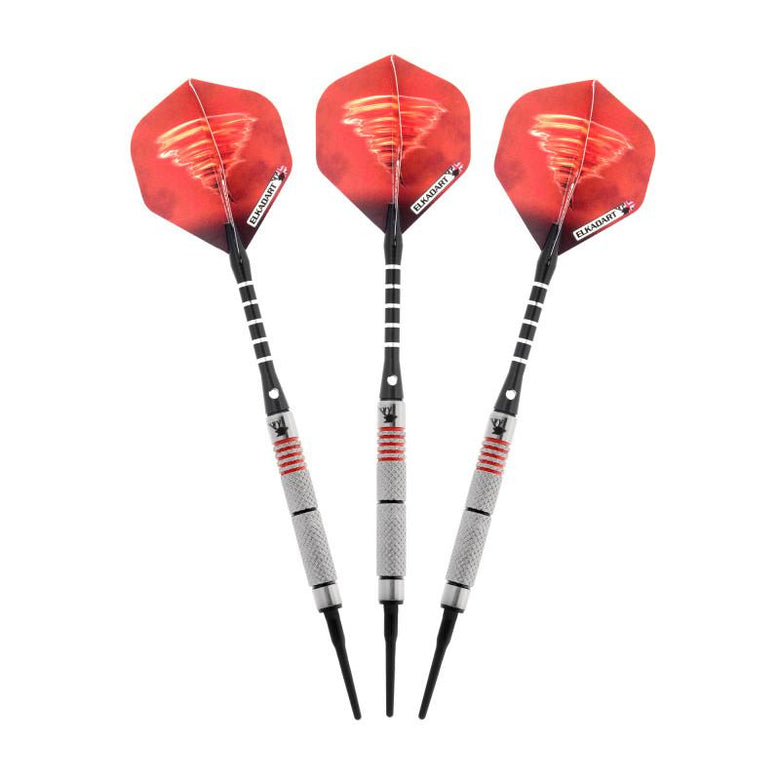 Elkadart Tornado 90% Tungsten Soft Tip Dart Set 3 Red and 4 Black Rings Soft-Tip Darts Elkadart 