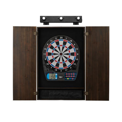 Viper 787 Electronic Dartboard, Metropolitan Espresso Cabinet & Shadow Buster Dartboard Light Bundle Darts Viper 