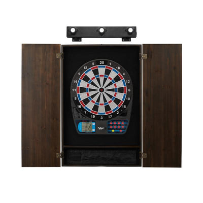 Viper 787 Electronic Dartboard, Metropolitan Espresso Cabinet & Shadow Buster Dartboard Light Bundle Darts Viper 