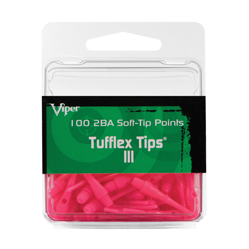 Viper Tufflex Tips III 2BA Neon Pink 100Ct Soft Dart Tips