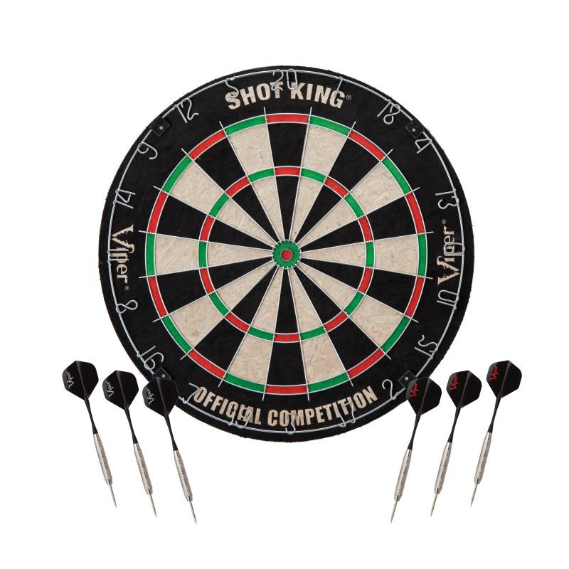 Viper Metropolitan Cinnamon Steel Tip Dartboard Cabinet, Viper Shot King Bristle Dartboard, Viper Shadow Buster Dartboard Lights, and Fat Cat Steel Tip Accessory Value Pack Darts Viper 