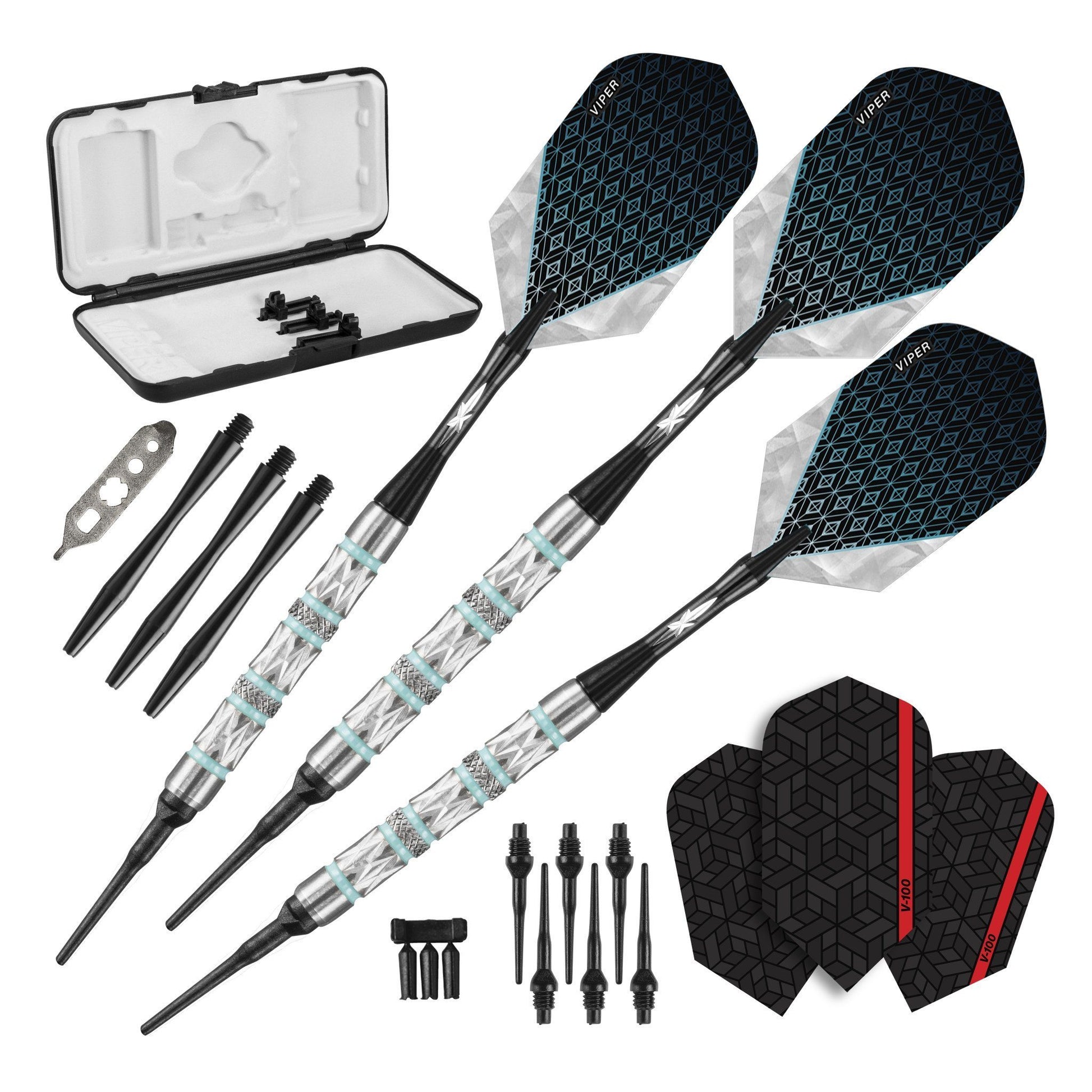 [REFURBISHED] Viper Diamond Darts 90% Tungsten Soft Tip Dart Set Turquoise Rings 18 Grams Refurbished Refurbished GLD Products 