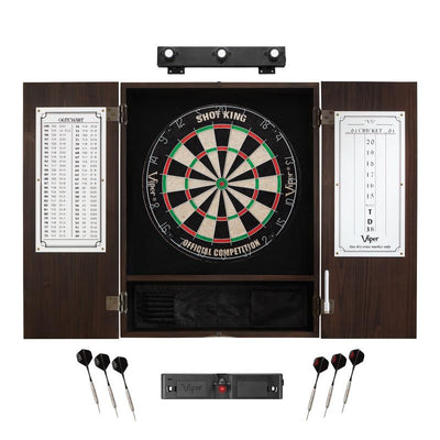 Viper Shot King Sisal Dartboard, Metropolitan Espresso Cabinet, Shadow Buster Dartboard Lights & Laser Throw Line Marker Darts Viper 