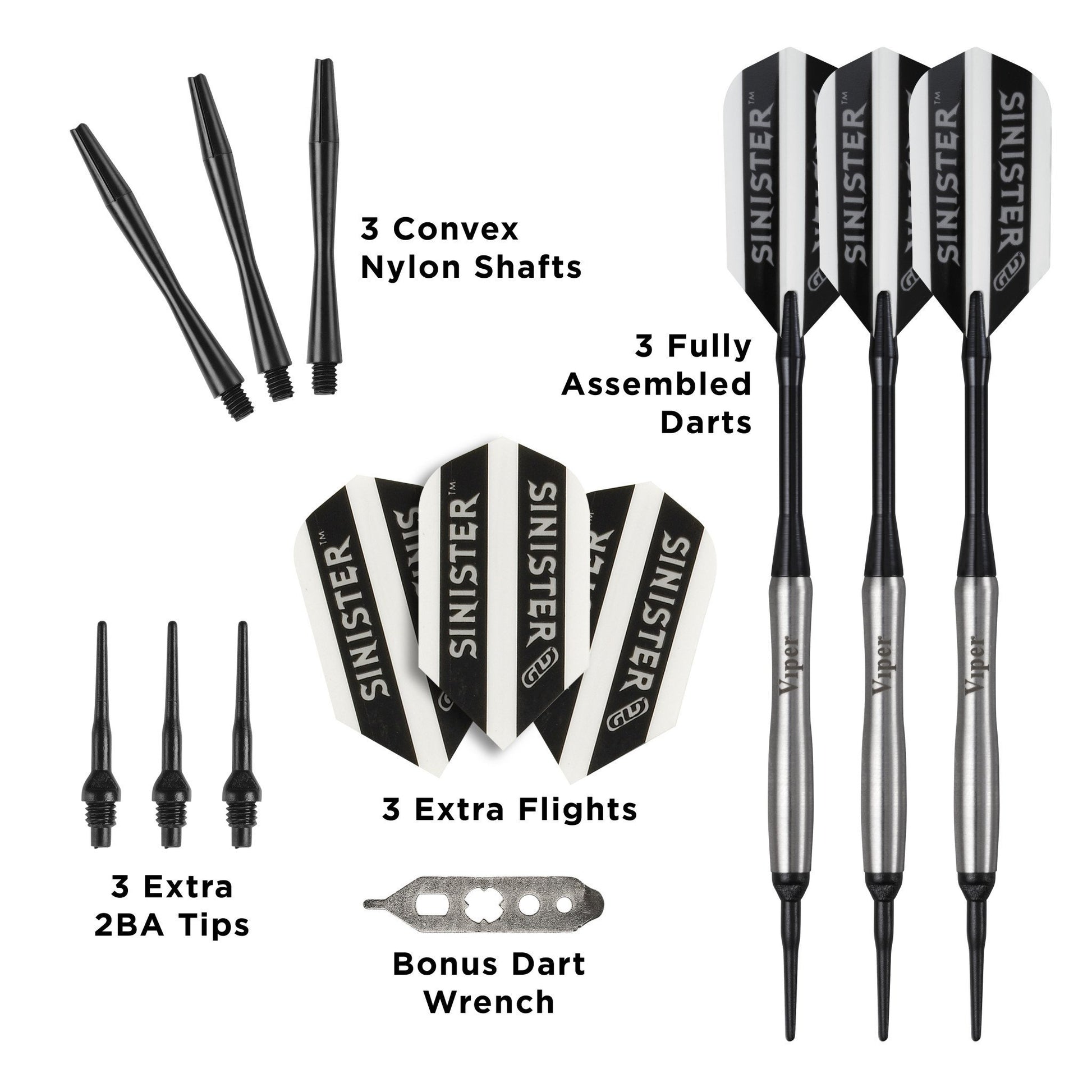 [REFURBISHED] Viper Sinister Darts 95% Tungsten Soft Tip Darts Tapered Barrel 18 Grams Refurbished Refurbished GLD Products 