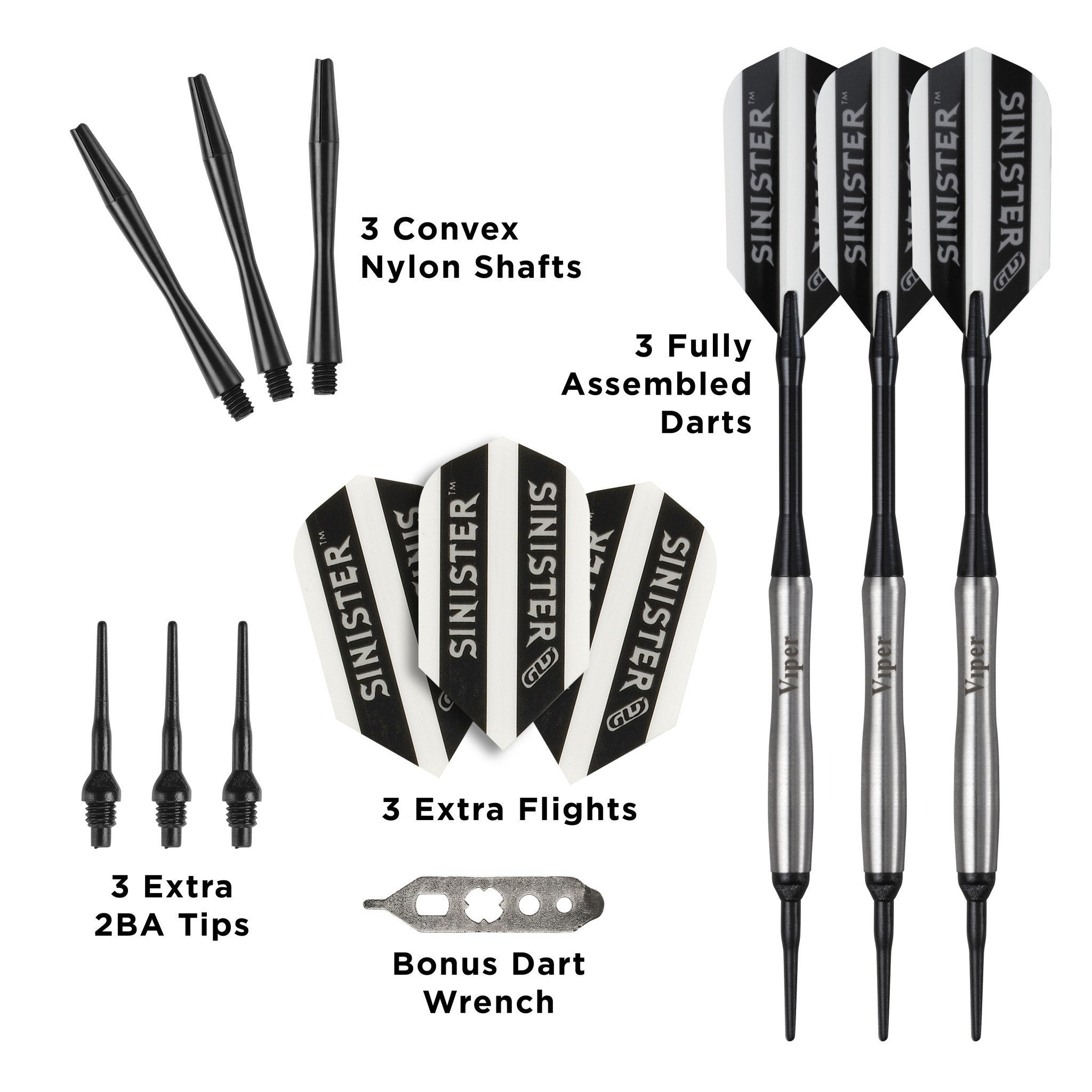 [REFURBISHED] Viper Sinister Darts 95% Tungsten Soft Tip Darts Tapered Barrel 18 Grams Refurbished Refurbished GLD Products 