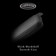 Black cylindrical dart case with zippered closure and carrying handle against dark background