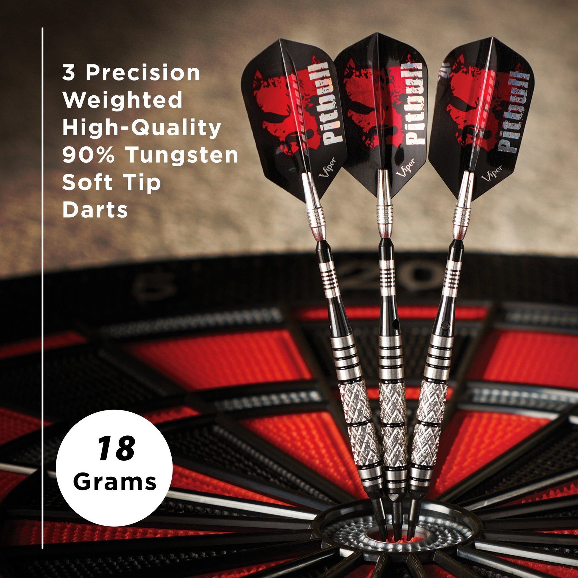 [REFURBISHED] Viper Pitbull Darts 90% Tungsten Soft Tip Darts Diamond Cut and Ringed Barrel 18 Grams Refurbished Refurbished GLD Products 